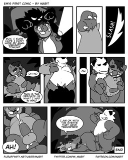 anal anal_penetration animal_genitalia anthro balls bareback bodily_fluids butt clothed clothing cum cum_in_ass cum_inside cum_on_penis cum_while_penetrated cumshot dialogue duo ejaculation erection fur genital_fluids genitals hair hands-free male male/male male_penetrated male_penetrating male_penetrating_male nude open_mouth orgasm overweight penetration penis sex slightly_chubby smile speech_bubble spread_legs spreading text tongue tusks conditional_dnp mabit nintendo pokemon generation_6_pokemon mammal pangoro pokemon_(species) suid suine sus_(pig) wild_boar 2018 comic digital_media_(artwork) english_text hi_res monochrome url