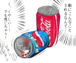 ambiguous_gender beverage blush can container duo not_furry product_placement sex simple_background soda text the_truth what white_background donguri_mh coca-cola pepsi nemesis animate_inanimate japanese_text translated