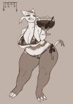 anthro anthrofied barefoot big_breasts bikini breasts clothed clothing curvy_figure feet female margarita swimwear thick_thighs two-piece_swimsuit voluptuous wide_hips jingx1 nintendo pokemon fan_character generation_5_pokemon mammal mienshao mustelid pokemon_(species) 2017 greyscale hi_res monochrome