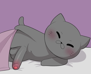 anthro backsack balls big_penis blush cat_tail curvy_figure fur genitals grey_body grey_fur happy inviting inviting_to_sex inviting_viewer male penis solo thick_thighs voluptuous wide_hips anonymous_artist el_cato domestic_cat felid feline felis mammal hi_res