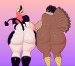 anthro big_breasts big_butt big_nipples black_hair blonde_hair bouncing_butt breasts butt butt_bump curvy_figure duo erect_nipples female hair horn huge_breasts huge_butt huge_hips long_nipples looking_at_viewer looking_back nipples non-mammal_breasts overweight puffy_nipples thick_thighs wide_hips ikugo_(artist) boh_(ikugo) lily_(sssonic2) avian bird bovid bovine demon galliform mammal phasianid turkey 3d_(artwork) 3d_animation animated digital_media_(artwork) high_framerate short_playtime