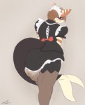 anthro blush clothed clothing crossdressing diaper embarrassed feces leggings legwear maid_uniform male pooping rear_view soiled_diaper soiling soiling_diaper solo standing unclean_diaper uniform used_diaper steelshark fish marine shark absurd_res hi_res