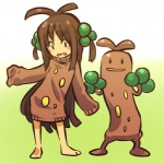1:1 accessory barefoot brown_hair clothing cosplay duo feet female front_view generation_2_pokemon hair hair_accessory hitec human long_hair mammal nintendo not_furry nude oversized_clothing pokemon pokemon_(species) standing sudowoodo sweater topwear