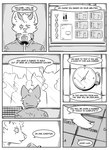 absurd_res ambiguous_gender anthro bear black_and_white canid canine clock clothed clothing comic electronics english_text fox group hi_res hybrid keyboard kifyun2 male mammal microphone monitor monochrome ocular_prosthetic one_way_mirror prosthetic scientist(undying_void) simple_background speech_bubble text