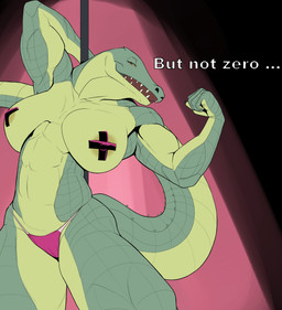 abs anthro areola areola_slip big_breasts biped breasts clothed clothing eyes_mostly_closed female flexing flexing_bicep front_view green_body green_scales hand_behind_head huge_breasts long_tail looking_at_viewer low-angle_view muscular muscular_anthro muscular_female narrowed_eyes nipple_tape nipples non-mammal_breasts non-mammal_nipples open_mouth orange_eyes panties pantsless pantsless_anthro pantsless_female pasties pink_clothing pink_panties pink_underwear pole pose raised_arm scales seductive solo spotlight standing stripper_pole tail tape topless topless_anthro topless_female underwear yellow_sclera f_draws athena_(f_draws) crocodile crocodilian reptile scalie colored hi_res pinup portrait three-quarter_portrait