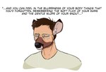 black_nose brown_hair clothed clothing dialogue eyes_closed eyewear fur fur_growth glasses growth hair human_to_anthro hypnosis listening male mid_transformation mind_control simple_background snout snout_growth solo species_transformation trance transformation wearing_glasses white_background conditional_dnp humgeronimo deer human mammal headshot_portrait portrait