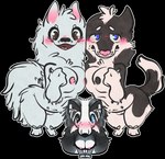 anthro blush breast_squish breasts female female/female group heterochromia perspective shy size_difference squish sparklepupfaeri alaskan_klee_kai canid canine canis domestic_dog husky mammal nordic_sled_dog samoyed siberian_husky spitz alpha_channel hi_res