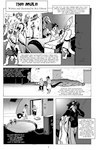 ambiguous_gender anthro bath bathhouse black_body black_fur black_tail blood bodily_fluids cheek_tuft claws clothed clothing coat counter countershade_neck countershading duo eyewear facial_tuft fangs female feral fur glasses gore group heater hot_tub inside long_tail male nail open_mouth pince-nez public_bath severed_body_part severed_head solo standing tail talking_to_another teeth text text_box title topless topless_male topwear towel trenchcoat tuft undressing undressing_self walking water whiskers yawn roz_gibson jack_salem avian canid canine crocodile crocodilian gulonine mammal marten mustelid musteline reptile sable_(marten) scalie unknown_species 2011 black_and_white comic english_text first_page hi_res monochrome