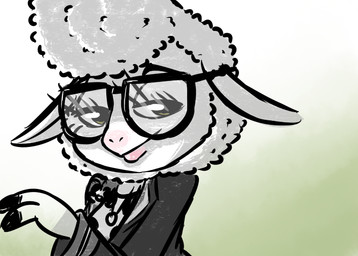 anthro clothed clothing eyewear female glasses gradient half-closed_eyes looking_at_viewer narrowed_eyes solo inkyfrog disney zootopia dawn_bellwether bovid caprine domestic_sheep mammal sheep 2016 restricted_palette