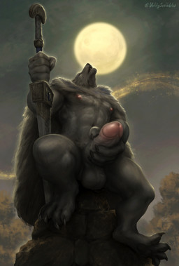 abs anthro areola armpit_hair balls blade body_hair cape claws cloak clothing curling_toes erection eyes_closed feet front_view fur genitals grey_body grey_fur howl humanoid_genitalia humanoid_penis male male_anthro masturbation melee_weapon muscular muscular_anthro muscular_male night nipples nude pawpads paws pecs penis plant sitting solo sword tree tuft vein weapon voldyscribbles elden_ring fromsoftware blaidd_(elden_ring) canid canine canis mammal wolf absurd_res hi_res