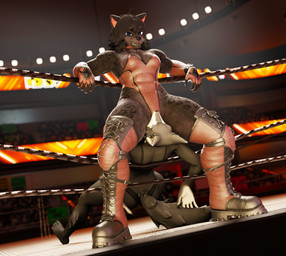 anthro boots clothing cunnilingus dominant dominant_female duo facesitting female female/female fighting_ring footwear leather leather_clothing looking_at_viewer melanistic oral ryona sex shoes sitting sitting_on_another unconscious vaginal wrestling fightinlove annoad_(modeler) petruz_(modeler) shani_(annoad) canid canine canis felid feline mammal pantherine wolf 3d_(artwork) digital_media_(artwork) hi_res