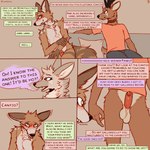 1:1 absurd_res anthro antlers balls blush blush_lines bottomwear brown_body brown_fur canid canine canis cantio_(lawyerdog) cervine clothed clothed/nude clothed_male clothing collar comic countershading coyote deer dialogue english_text facial_markings foreskin fur genitals group head_markings hi_res horn humanoid_genitalia humanoid_penis lawyerdog looking_at_genitalia looking_at_penis maki_(lawyerdog) male male/male mammal maned_wolf markings nude panko_(lawyerdog) partially_retracted_foreskin penis public public_exposure shirt snout text topwear