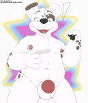 animal_genitalia balls belly canid canine canis cudacore dalmatian domestic_dog excited genitals half-erect happy hi_res male mammal nipples pascal_(cudacore) penis pregnancy_test pregnant pregnant_male sheath slightly_chubby