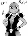 anthro clothed clothing cosplay female fur mature_anthro mature_female solo inuyuru cartoon_network mortal_kombat the_amazing_world_of_gumball nicole_watterson shao_kahn domestic_cat felid feline felis mammal hi_res monochrome