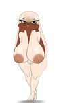 3:5 absurd_res anthro areola beastars big_breasts big_ears breasts brown_areola brown_body brown_fur brown_nipples covering covering_crotch domestic_rabbit eyelashes female floppy_ears fur head_tuft hi_res huge_breasts kyuu_(beastars) lagomorph leporid looking_at_viewer lop_ears lop_rabbit mammal nipples nude oryctolagus rabbit simple_background solo tan_body tan_fur thick_thighs tuft unknown_artist white_background wide_hips yellow_eyes