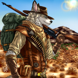 anthro backpack breasts bullet clothed clothing desert fur gun krag-jorgensen law_enforcement male mountain nevada_(state) plant ranged_weapon ranger rifle smile solo uniform weapon bari_ricardo_artwork wolfe_decker canid canine canis mammal wolf 1:1 absurd_res digital_media_(artwork) hi_res