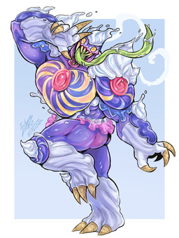 big_muscles bottomwear butt candy claws clothing dancewear dessert food ice_cream_cone long_tongue looking_at_viewer male muscular not_furry open_mouth purple_body sharp_teeth skirt solo spiral spiral_eyes teeth toe_claws tongue tongue_out tutu echylla_vamc marvel marvel_rivals gummy_surprise_venom_(marvel_rivals) venom_(marvel) alien alien_humanoid humanoid symbiote 3:4 hi_res