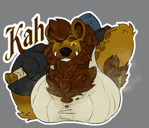 anthro armpit_hair beard blacksmith body_hair braided_beard conbadge facial_hair hairy hammer male musk tools min_(artist) scaramouche_rotbelly gnoll hyena mammal absurd_res hi_res