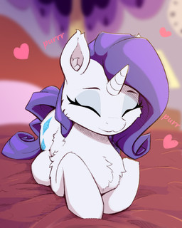cutie_mark eyebrows eyes_closed eyeshadow female feral fur hair heart_symbol hooves horn long_hair lying makeup onomatopoeia purple_hair purple_tail purring quadruped solo sound_effects tail text white_body white_fur rnghat friendship_is_magic hasbro my_little_pony mythology rarity_(mlp) equid equine mammal mythological_creature mythological_equine unicorn 4:5 absurd_res hi_res