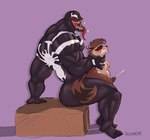 5_fingers 5_toes anal anal_penetration anthro anthro_penetrated back_muscles big_dom_small_sub black_body black_nose black_skin black_stripes blush bodily_fluids brown_body brown_fur cheek_tuft circumcised dominant duo ejaculation erection facial_tuft feet fingers fur genitals holding_neck humanoid_genitalia humanoid_on_anthro humanoid_penetrating humanoid_penetrating_anthro humanoid_penis interspecies long_tongue male male/male male_penetrated male_penetrating male_penetrating_male markings mohawk muscular muscular_arms muscular_humanoid muscular_legs muscular_male open_mouth penetration penile penile_penetration penis pink_background red_eyes saliva saliva_on_tongue saliva_string sex sharp_teeth side_view simple_background sitting size_difference striped_markings striped_tail stripes tail tail_markings teeth toes tongue tongue_out tuft baconbearart guardians_of_the_galaxy marvel rocket_raccoon venom_(marvel) humanoid mammal procyonid raccoon symbiote 2025 absurd_res english_description hi_res