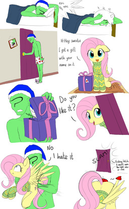 ambiguous_penetration blue_eyes dialogue dildo duo feathered_wings feathers female gift heart_symbol male penetration profanity sex_toy simple_background text white_background wings mcsadat friendship_is_magic hasbro my_little_pony mythology anon fluttershy_(mlp) equid equine mammal mythological_creature mythological_equine pegasus absurd_res comic english_text hi_res
