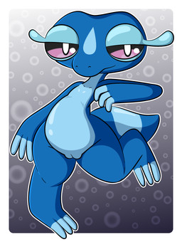 bubble female genitals looking_at_viewer nude purple_eyes solo tail thick_thighs vulva dreameclipsewolf nintendo pokemon gecqua generation_10_pokemon humanoid pokemon_(species) hi_res