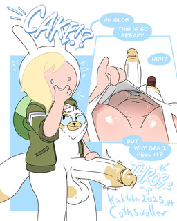 backpack balls bodily_fluids bodysuit breasts bunny_ear_hat clothing clothing_transformation emo_haircut erection female female_pov first_person_view footwear genital_fluids genitals gynomorph hat headgear headwear holding_penis intersex jacket male nipples nude penis pubes shared_senses shoes skinsuit smile standing surprised sweat tail text tight_clothing topwear transformation vaginal_fluids vulva cothswoller adventure_time cartoon_network fionna_and_cake fionna_and_cake_(franchise) cake_the_cat cakesuit fionna_the_human animate_inanimate dire_animate_inanimate domestic_cat felid feline felis human living_clothing mammal 2025 4:5 absurd_res english_text hi_res