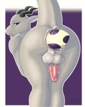 4:5 absurd_res anal anthro anus balls big_tail bodily_fluids butt ears_back egg erection genital_fluids genitals hazed01 hi_res horn huge_filesize kobold looking_pleasured male nude oviposition penis penis_between_thighs pivoted_ears precum presenting presenting_hindquarters pushing_out scalie shaded simple_background solo stretched_anus tail tongue tongue_out vein veiny_penis