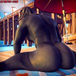 anthro beach big_butt butt butt_focus looking_at_viewer looking_back male sitting solo ewr_115 epic_games fortnite thunder_(fortnite) komodo_dragon lizard monitor_lizard reptile scalie 1:1 3d_(artwork) digital_media_(artwork) hi_res