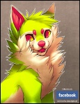 black_border border fangs female feral fur green_body green_fur looking_at_viewer open_mouth smile solo sparklefur teeth falvie facebook falvie_(character) canid fionbri mammal 2013 digital_media_(artwork)