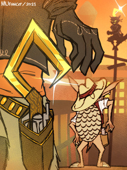 anthro belt brown_body brown_fur buckteeth claws clenched_teeth clothing cowboy cowboy_hat faceless_character faceless_male fur gloves grin group gun gunslinger handwear hat headgear headwear larger_male long_ears male orange_sky ranged_weapon rear_view sheriff shirt silhouette size_difference sky smaller_male smile stand_off tan_body teeth topwear trio vest weapon western mufancer sly_cooper_(series) sony_corporation sony_interactive_entertainment sucker_punch_productions sly_cooper tennessee_kid_cooper toothpick_(sly_cooper) armadillo mammal procyonid raccoon xenarthran 2025 3:4 hi_res