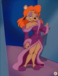 anthro bathrobe bedroom_eyes breasts cleavage clothed clothing eyeshadow female filter footwear looking_at_viewer makeup narrowed_eyes robe seductive shoes slippers solo furboz tiny_toon_adventures warner_brothers julie_bruin bear mammal 2023 absurd_res hi_res