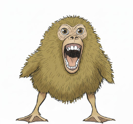ambiguous_gender feral humor joke shitpost solo jimmywonk avian bird chicken galliform haplorhine mammal monkey phasianid primate meme