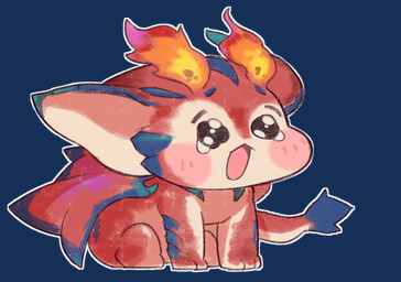 2_horns ambiguous_feral ambiguous_gender big_ears black_eyes blue_body blue_ears blue_scales blue_tail_tuft blue_wings blush blush_stickers bodily_fluids cheek_spikes crying facial_spikes feral fire flaming_horn glistening glistening_eyes horn membrane_(anatomy) membranous_wings multicolored_body multicolored_ears multicolored_scales multicolored_tail multicolored_wings open_mouth outline paws quadruped red_body red_ears red_scales red_tail red_wings scales solo spikes spikes_(anatomy) tail tail_tuft tan_body tan_inner_ear tan_scales tan_tail tears tuft white_outline wings young young_ambiguous young_feral yurari_yr league_of_legends mythology riot_games tencent smolder_(lol) dragon imperial_dragon_(lol) mythological_creature mythological_scalie scalie 2026 alpha_channel digital_media_(artwork) male_(lore)