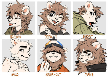 anthro biped black_eyes brown_hair brown_mane fur hair looking_at_viewer male mane multiple_poses pose slim_anthro slim_male solo white_body white_fur hemuchang ionno_(hemuchang) felid lion mammal pantherine 2024 hi_res