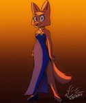 anthro black_eyes clothing dress eyebrow_piercing facial_piercing female fingers footwear fur jewelry looking_at_viewer necklace orange_body orange_fur piercing shoes smile solo standing katnay dreamworks the_bad_guys diane_foxington canid canine fox mammal 2022 hi_res