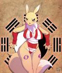2011 areola black_nose black_sclera blue_eyes breasts chest_tuft clothed clothing digimon facial_markings female fur lying markings navel nekom panties renamon tuft underwear white_fur
Rating: Questionable
Score: 6
User: ChestFox
Date: March 22, 2014