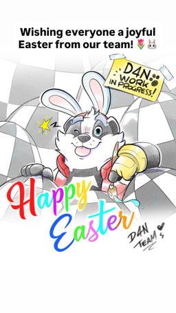 anthro black_body black_fur black_nose blue_eyes clothed clothed_anthro clothed_male clothing easter_egg fake_ears fake_rabbit_ears fur holidays humanoid_hands male male_anthro one_eye_closed pink_tongue solo text tongue tongue_out white_body wink fabio_pochet bradley_the_badger_(game) easter bradley_(bradley_the_badger) badger mammal mustelid musteline 2026 9:16 colored english_description english_text hi_res official_art