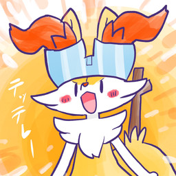 :o ambiguous_anthro ambiguous_gender anthro biped blush blush_stickers boxers_(clothing) clothing front_view looking_at_viewer object_in_tail open_mouth simple_background simple_eyes snout solo stick stick_in_tail tail text underwear underwear_on_head annyui0611 nintendo pokemon braixen canid generation_6_pokemon mammal pokemon_(species) 1:1 2024 bust_portrait digital_drawing_(artwork) digital_media_(artwork) hi_res japanese_description japanese_text portrait translated translated_description
