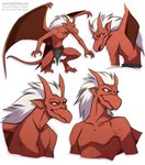 anthro belt bottomwear clothed clothing featureless_chest hair horn humanoid_pointy_ears loincloth loincloth_only male membrane_(anatomy) membranous_wings pointy_ears red_body solo tail text topless white_hair wings rotarr disney gargoyles brooklyn_(gargoyles) gargoyle scalie 2020 multiple_images url