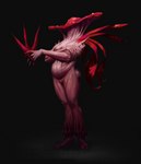 breasts female fungus long_arms multi_eye musclegut muscular not_furry small_breasts solo spikes spikes_(anatomy) teratophilia throwing_knife weapon fireclown elemental_creature fungi_fauna monster absurd_res digital_media_(artwork) digital_painting_(artwork) hi_res