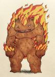 2016 3_toes alternate_color alternate_species angry anthro anthrofied belly biceps biped brown_body brown_horn brown_scales elemental_creature fakemon fangs featureless_crotch feet fire firefightdex fist frown full-length_portrait generation_1_pokemon half-closed_eyes hi_res horn looking_away male marco_fanjul mineral_fauna musclegut muscular muscular_anthro muscular_male narrowed_eyes nintendo open_mouth overweight overweight_anthro overweight_male pecs pen_(artwork) pink_tongue pokemon pokemon_(species) pokemorph portrait quads red_eyes red_spots scales scalie shadow simple_background solo spots standing stocky teeth toes tongue toony traditional_media_(artwork) venusaur white_background