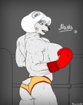 anthro big_breasts blue_eyes boxing boxing_gloves breasts butt clothing female gloves handwear mouthguard muscular muscular_anthro muscular_female ring side_boob solo sport hellbridge masha_(hellbridge) bear mammal polar_bear ursine 2012