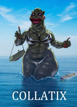 5_fingers anthro bare_shoulders belly big_breasts big_eyes bikini biped black_eyebrows blue_eyes blue_sky blush breasts closed_smile clothed clothed_anthro clothed_female clothing cloud colored_fingernails colored_nails curved_eyebrows day eyebrows eyelashes eyeshadow female fingernails fingers front_view glistening glistening_arms glistening_bikini glistening_body glistening_breasts glistening_clothing glistening_eyelids glistening_eyes glistening_face glistening_legs glistening_lips glistening_neck glistening_swimwear glistening_thighs green_body green_breasts green_ears grey_bikini grey_clothing grey_swimwear half-closed_eyes huge_lips humanoid_hands iris legs_together light_body lips lipstick long_eyelashes looking_at_viewer macro makeup mouth_closed nails narrowed_eyes navel non-mammal_breasts outside partially_submerged photo_background pink_blush pink_lips pink_lipstick pupils purple_eyeshadow red_fingernails red_nails sea ship sky slightly_chubby slightly_chubby_anthro slightly_chubby_female smile smiling_at_viewer solo standing standing_in_water swimwear text thick_lips thick_neck thick_thighs two-piece_swimsuit vehicle walking water watercraft white_clouds white_sclera wide_hipped_anthro wide_hipped_female wide_hips collatix godzilla_(series) toho godzilla ambient_bird kaiju scalie 2025 absurd_res artist_name digital_drawing_(artwork) digital_media_(artwork) hi_res photography_(artwork)