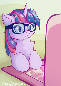 chest_tuft computer electronics eyewear female feral glasses horn inner_ear_fluff laptop solo tuft chaosangeldesu friendship_is_magic hasbro my_little_pony mythology twilight_sparkle_(mlp) equid equine mammal mythological_creature mythological_equine unicorn hi_res