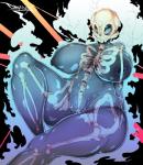 big_breasts bone breasts female genitals holidays huge_breasts monster_girl_(genre) not_furry pussy skull solo translucent translucent_body dryadex halloween spectrum ghost monster spirit hi_res