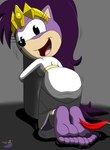 5_toes anthro barefoot butt feet female foot_fetish hair humanoid_feet laugh open_mouth open_smile plantigrade purple_body purple_hair rear_view smile soles solo tickling tickling_feet toes sorcererlance sega sonic_the_hedgehog_(series) sonic_underground queen_aleena_hedgehog eulipotyphlan hedgehog mammal hi_res