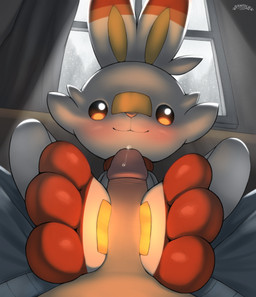ambiguous_gender anthro bodily_fluids duo feet first_person_view foot_fetish foot_play footjob fur genital_fluids genitals human_pov leaking_precum male paws penile penis precum sex smile soles toes two-footed_footjob white_body white_fur pawsolie nintendo pokemon generation_8_pokemon human lagomorph mammal pokemon_(species) scorbunny absurd_res digital_media_(artwork) hi_res