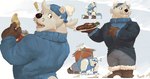 anthro biped black_nose bottomwear clothing cloud exercise food fur humanoid_hands male pants sitting solo sweater topwear white_body white_fur workout bernie_burr breeze_in_the_clouds cirri_(breeze_in_the_clouds) bear mammal polar_bear ursine 2023 hi_res