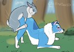 arm_tuft azula_the_wolf belly bent_over blue_body blue_fur canid canine canis duo elbow_tuft facial_tuft female feral feral_on_feral feral_penetrated feral_penetrating feral_penetrating_feral fluffy_chest fur ghostyxtoasty humping lagomorph larger_female larger_feral leporid male mammal penetration pink_eyes predator/prey prey_penetrating_predator rabbit sex size_difference smaller_feral smaller_male smiling_at_partner tuft white_belly wolf